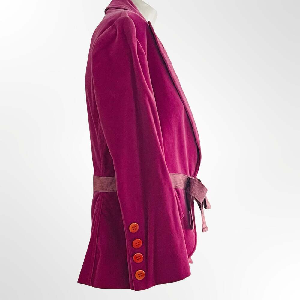 Samantha Treacy Women's Hot Pink Velvet Blazer Jacket with Floral Lining - Picture 2 of 7